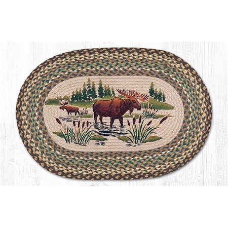 Palacedesigns 20 x 30 in. Moose Wading Oval Patch Rug PA2844601